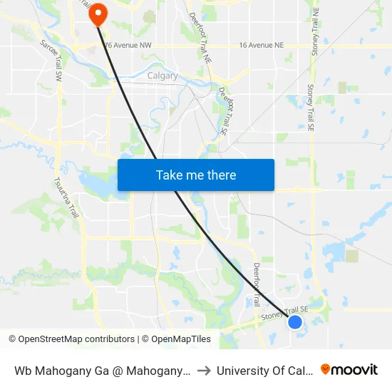 Wb Mahogany Ga @ Mahogany Bv SE to University Of Calgary map