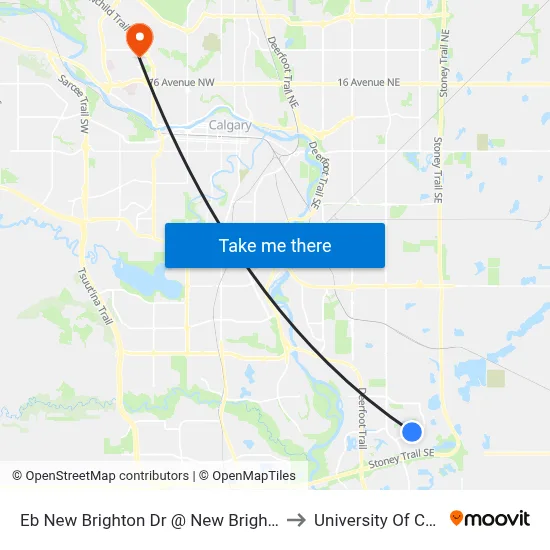 Eb New Brighton Dr @ New Brighton Ht SE to University Of Calgary map