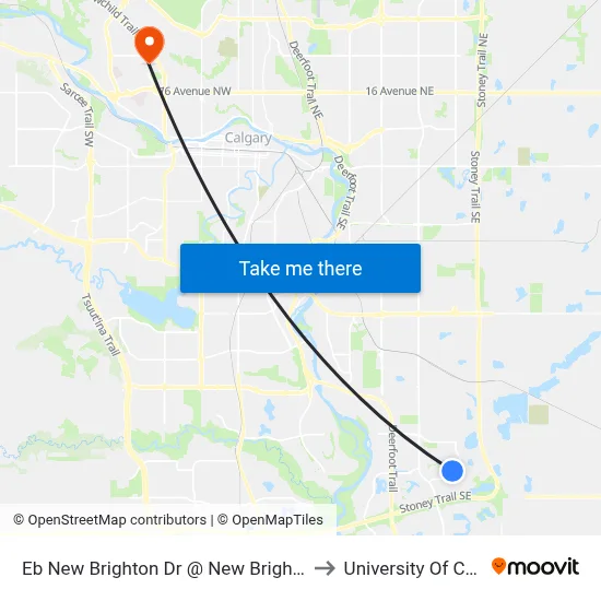 Eb New Brighton Dr @ New Brighton Pa SE to University Of Calgary map
