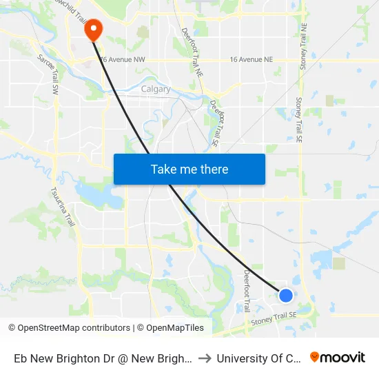 Eb New Brighton Dr @ New Brighton Gv SE to University Of Calgary map