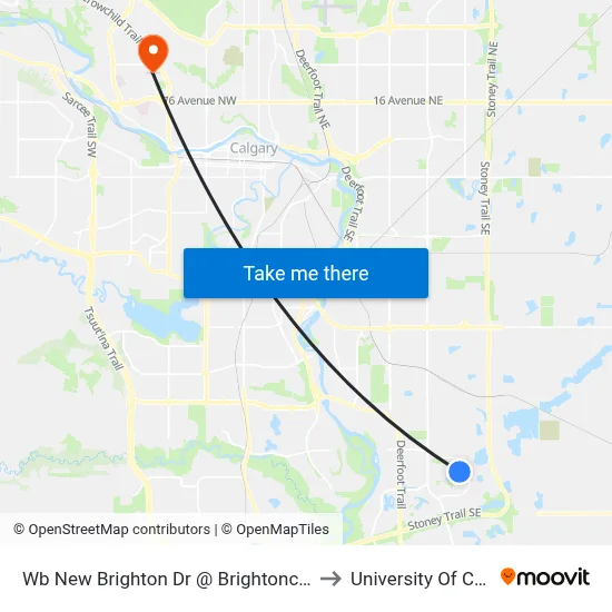 Wb New Brighton Dr @ Brightoncrest Pt SE to University Of Calgary map