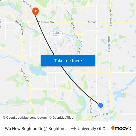 Wb New Brighton Dr @ Brightoncrest Ri SE to University Of Calgary map