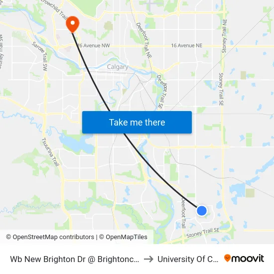 Wb New Brighton Dr @ Brightoncrest Mr SE to University Of Calgary map