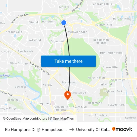 Eb Hamptons Dr @ Hampstead Tc NW to University Of Calgary map