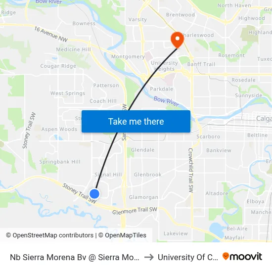 Nb Sierra Morena Bv @ Sierra Morena Pa SW to University Of Calgary map