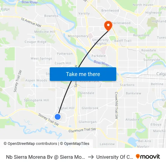 Nb Sierra Morena Bv @ Sierra Morena Gv SW to University Of Calgary map
