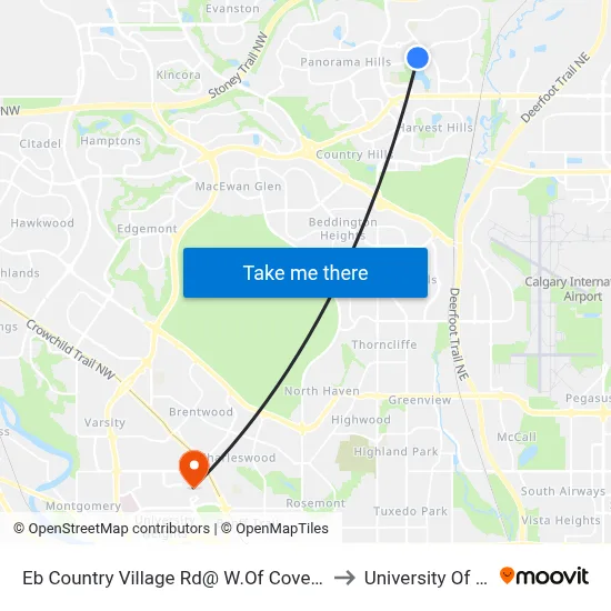 Eb  Country Village  Rd@ W.Of Coventry Hills Bv NE to University Of Calgary map