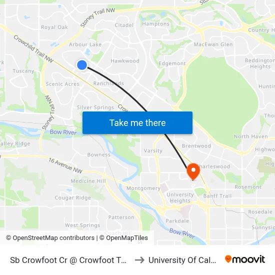 Sb  Crowfoot Cr @  Crowfoot Tc NW to University Of Calgary map