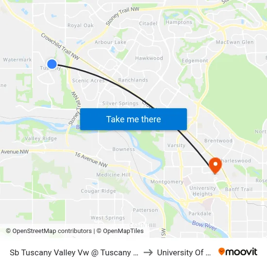 Sb Tuscany Valley Vw @ Tuscany  Valley Ga NW to University Of Calgary map