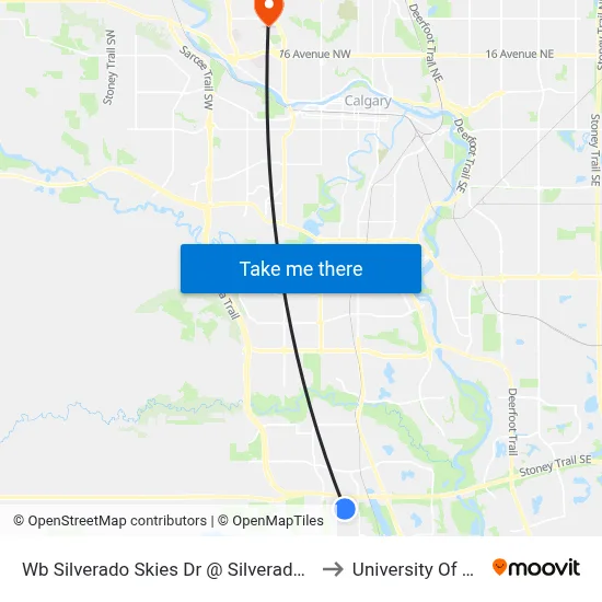 Wb Silverado Skies Dr @ Silverado Skies Li SW to University Of Calgary map