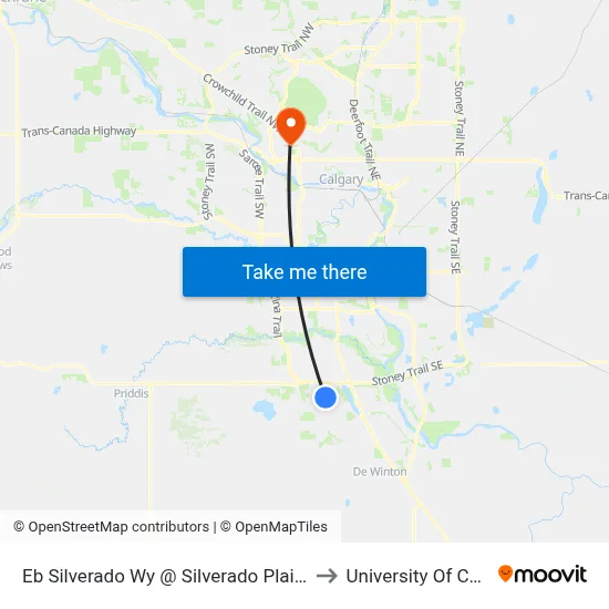 Eb Silverado Wy @ Silverado Plains Cl SW to University Of Calgary map
