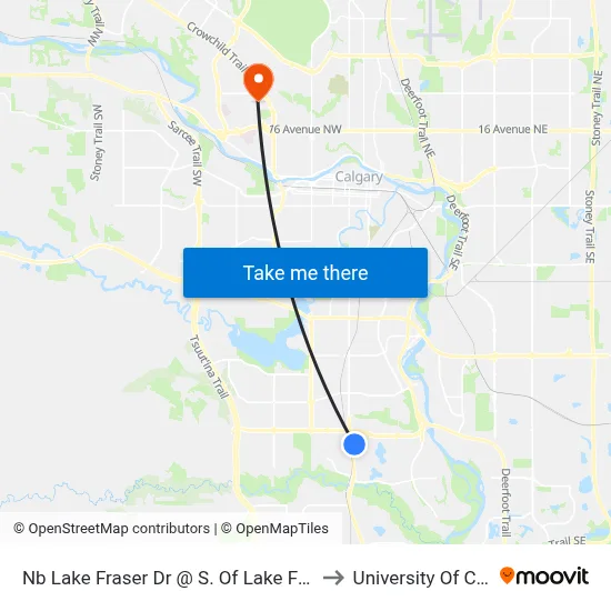 Nb Lake Fraser Dr @ S. Of Lake Fraser Gr SE to University Of Calgary map