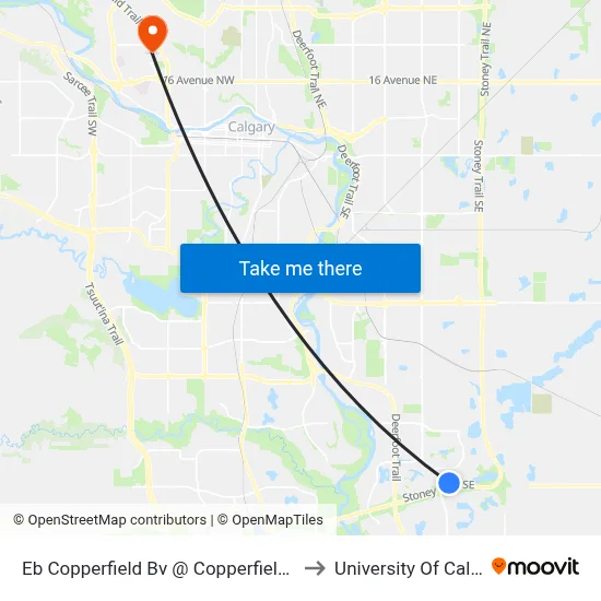 Eb Copperfield Bv @ Copperfield Ln SE to University Of Calgary map