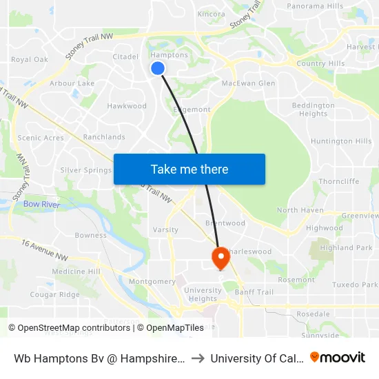 Wb Hamptons Bv @ Hampshire Ci NW to University Of Calgary map