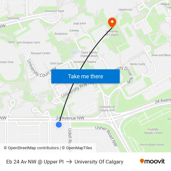 Eb 24 Av NW @ Upper Pl to University Of Calgary map