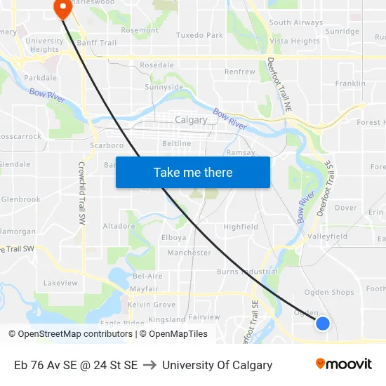 Eb 76 Av SE @ 24 St SE to University Of Calgary map