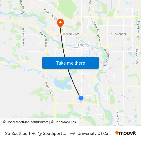 Sb Southport Rd @ Southport Wy SW to University Of Calgary map