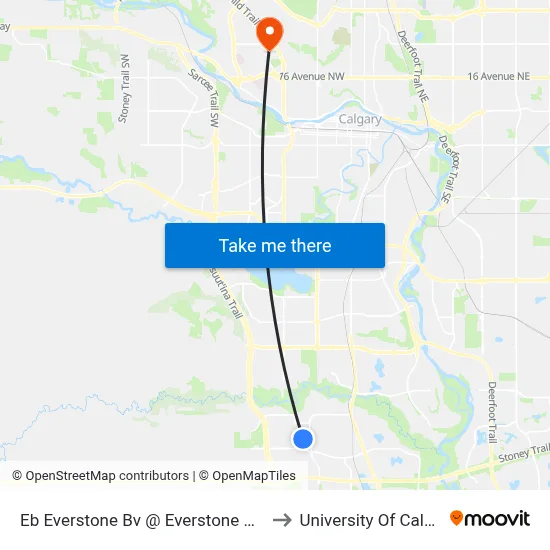 Eb Everstone Bv @ Everstone Dr SW to University Of Calgary map