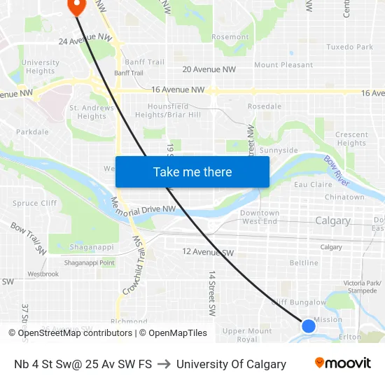 Nb 4 St Sw@ 25 Av SW FS to University Of Calgary map