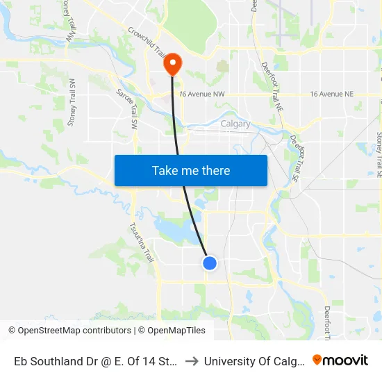 Eb Southland Dr @ E. Of 14 St SW to University Of Calgary map
