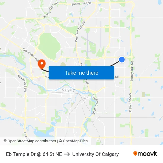 Eb Temple Dr @ 64 St NE to University Of Calgary map