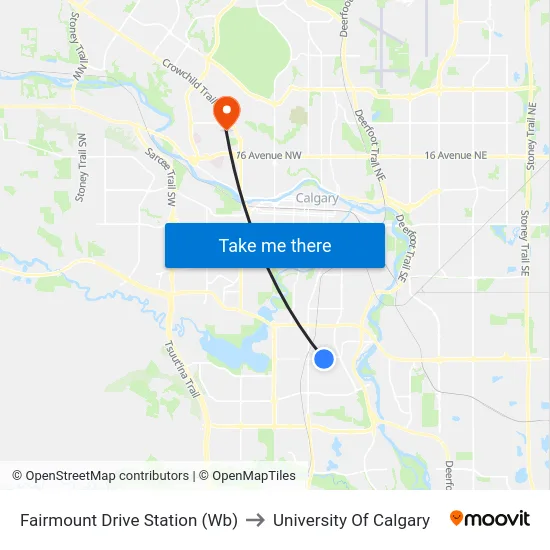 Fairmount Drive Station (Wb) to University Of Calgary map