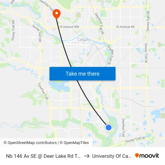 Nb 146 Av SE @ Deer Lake Rd Terminal to University Of Calgary map