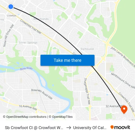 Sb Crowfoot Cl @ Crowfoot Wy NW to University Of Calgary map