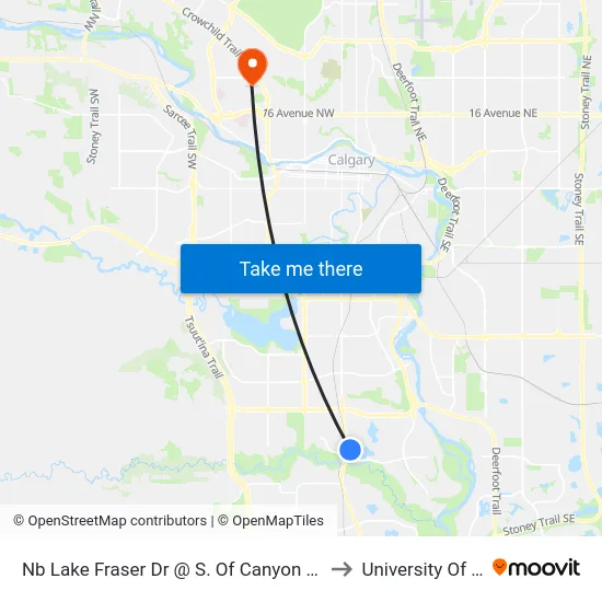 Nb Lake Fraser Dr @ S. Of Canyon Meadows  Lrt Stn to University Of Calgary map