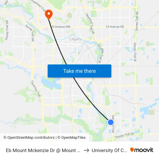 Eb Mount Mckenzie Dr @ Mount Apex Gr SE to University Of Calgary map