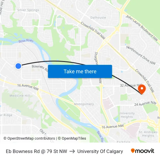 Eb Bowness Rd @ 79 St NW to University Of Calgary map
