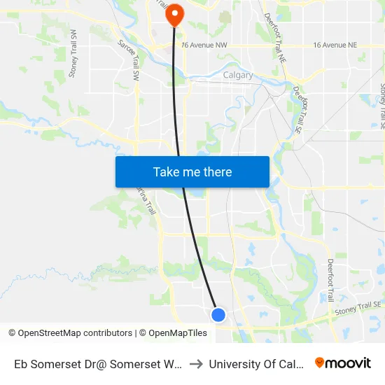 Eb Somerset Dr@ Somerset Wy SW to University Of Calgary map