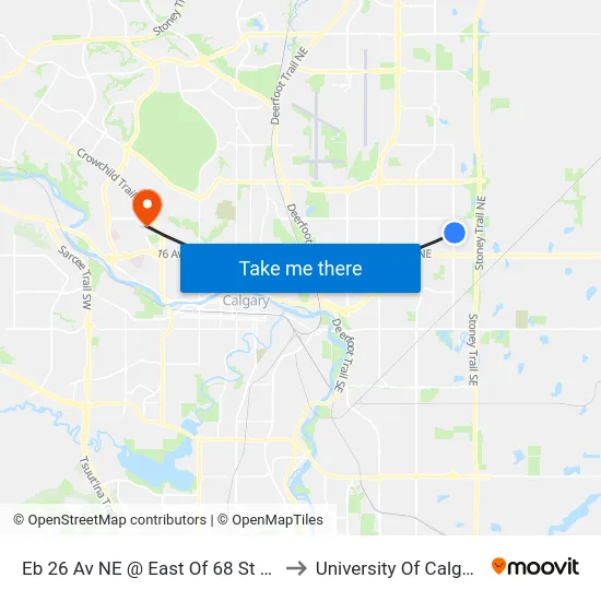 Eb 26 Av NE @ East Of 68 St NE to University Of Calgary map