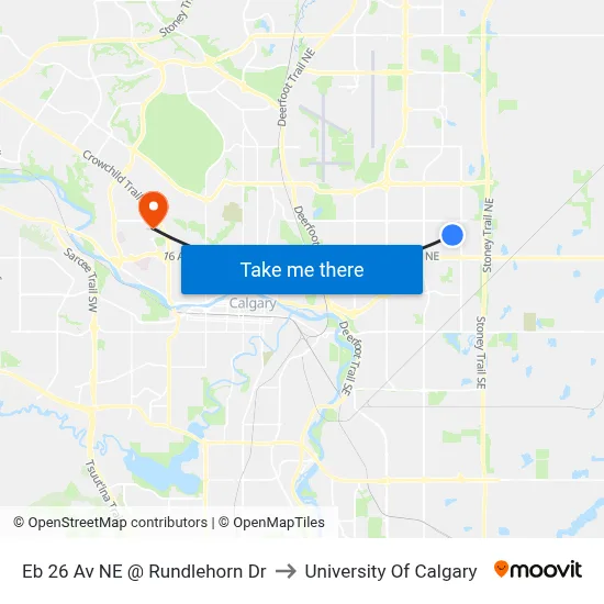 Eb 26 Av NE @ Rundlehorn Dr to University Of Calgary map