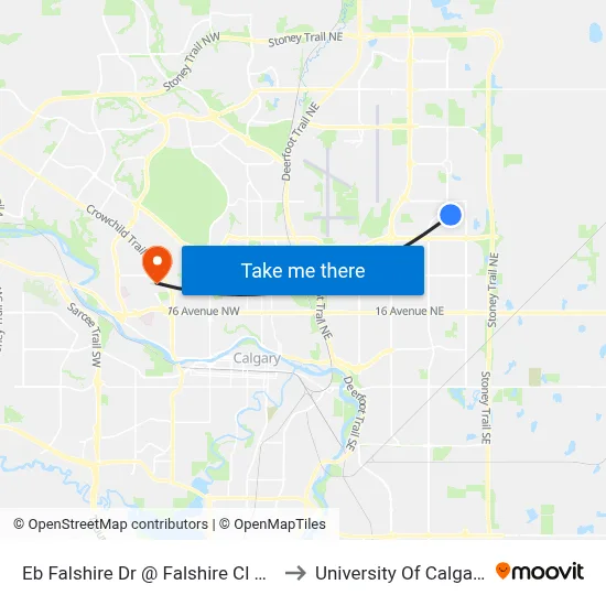 Eb Falshire Dr @ Falshire Cl NE to University Of Calgary map