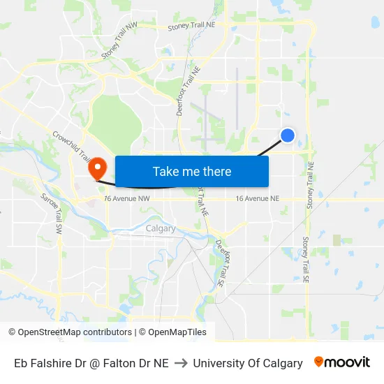 Eb Falshire Dr @ Falton Dr NE to University Of Calgary map