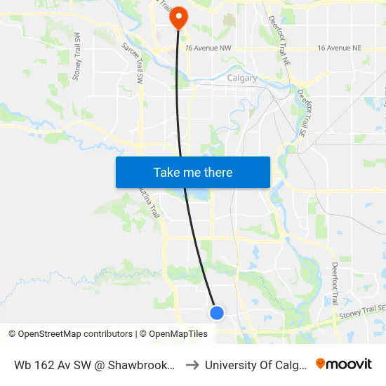 Wb 162 Av SW @ Shawbrooke Dr to University Of Calgary map