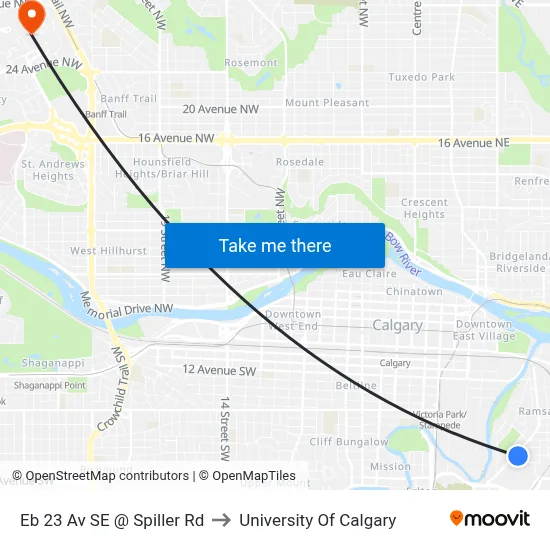 Eb 23 Av SE @ Spiller Rd to University Of Calgary map