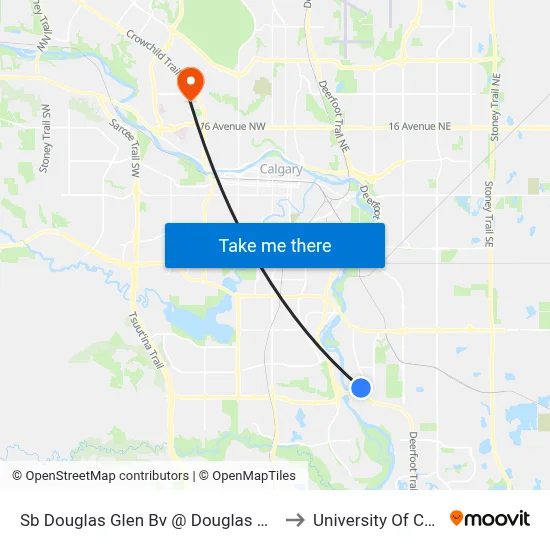 Sb Douglas Glen Bv @ Douglas Glen Cl SE to University Of Calgary map