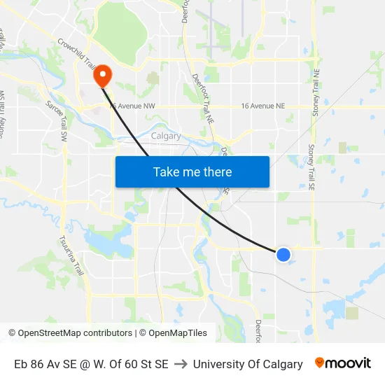 Eb 86 Av SE @ W. Of 60 St SE to University Of Calgary map