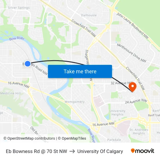 Eb Bowness Rd @ 70 St NW to University Of Calgary map