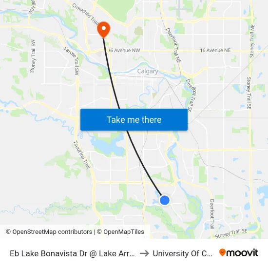 Eb Lake Bonavista Dr @ Lake Arrow Rd SE to University Of Calgary map