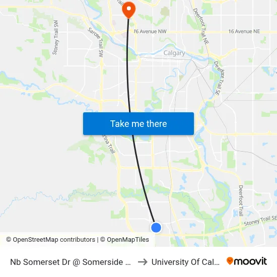 Nb Somerset Dr @ Somerside  Cl SW to University Of Calgary map