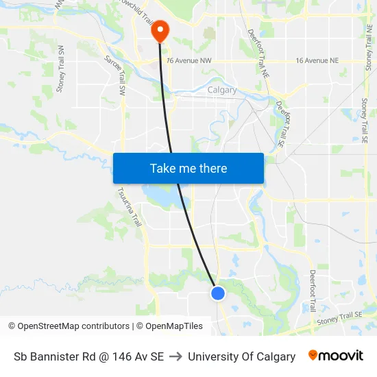 Sb Bannister Rd @ 146 Av SE to University Of Calgary map
