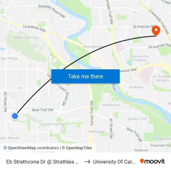 Eb Strathcona Dr @ Strathlea Gr SW to University Of Calgary map