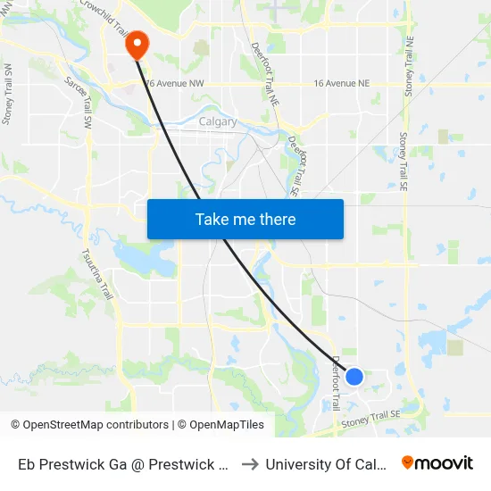 Eb Prestwick Ga @ Prestwick Ci SE to University Of Calgary map