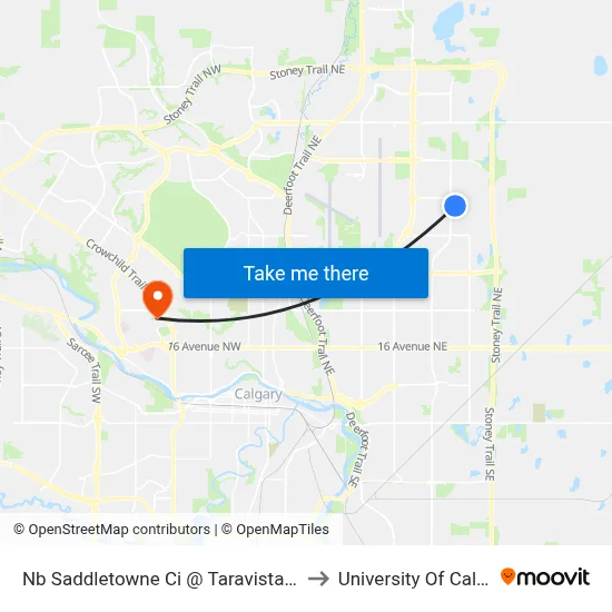 Nb Saddletowne Ci @ Taravista Dr NE to University Of Calgary map