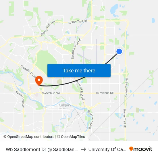 Wb Saddlemont Dr @ Saddleland Cr NE to University Of Calgary map