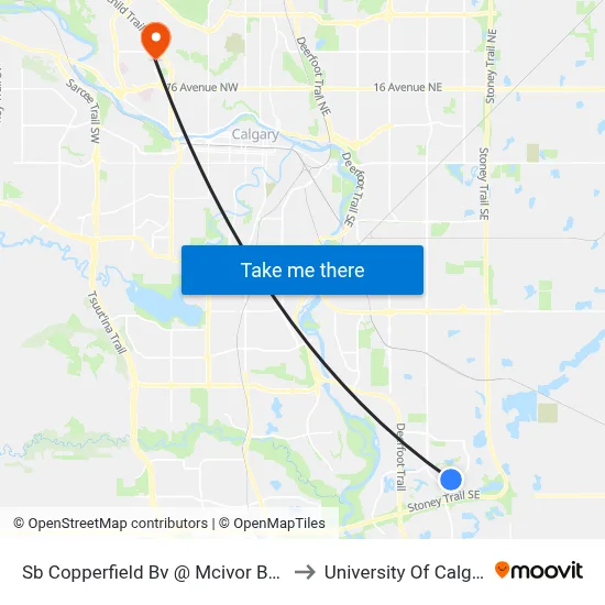 Sb Copperfield Bv @ Mcivor Bv SE to University Of Calgary map