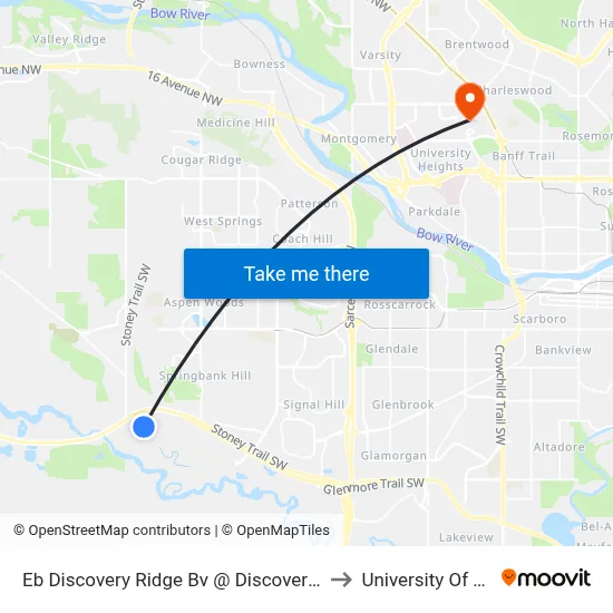 Eb Discovery Ridge Bv @ Discovery Ridge Ci SW to University Of Calgary map